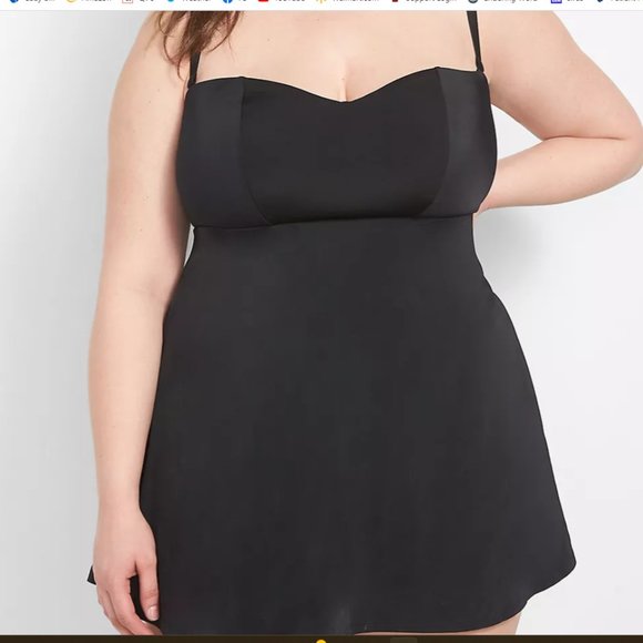 NWOT Cacique Swim Convertible Straps No-Wire Swim Dress Black Sz 12 - Picture 2 of 4